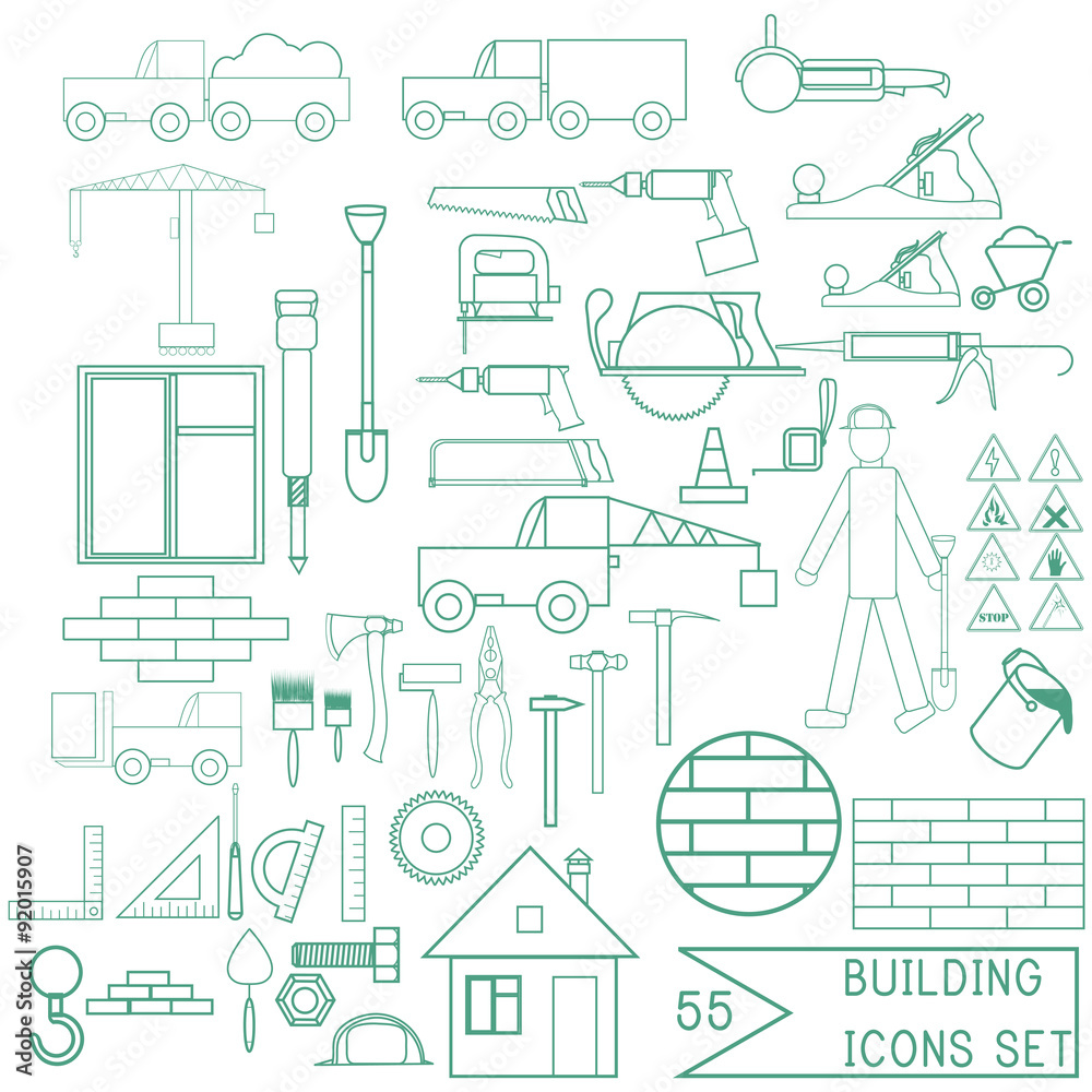 Set of vector repair and building icons for design Set of vector repair and building icons for design