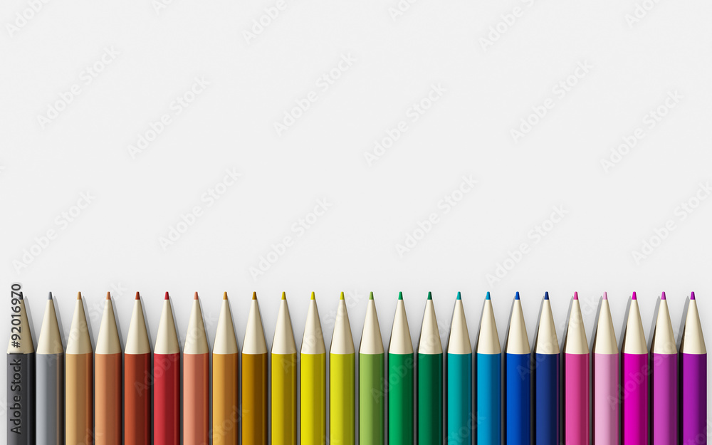 Colour pencils isolated on white background close up Colour pencils isolated on white background close up