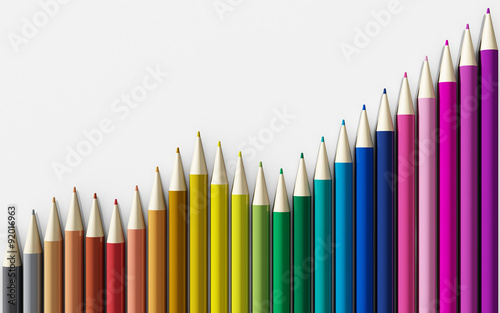 Colour pencils isolated on white background close up