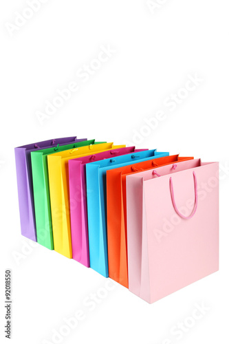 Colorful shopping bags isolated on white
