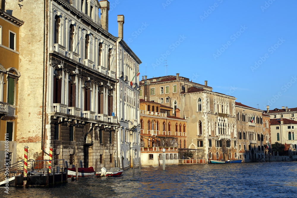 Venice palaces and houses during high tide