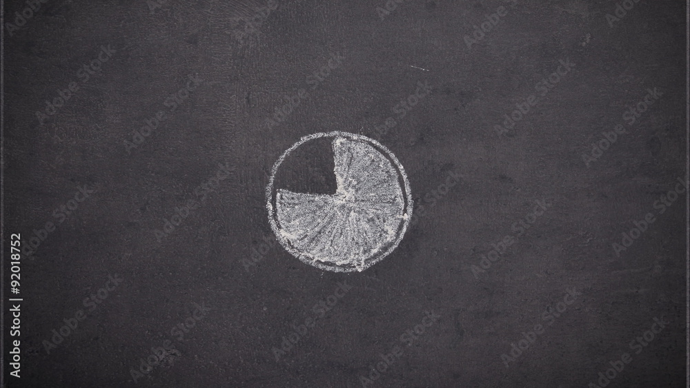 Loading icon on chalkboard background, chalk drawing animation