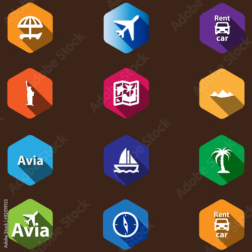 travel icons set in a flat design