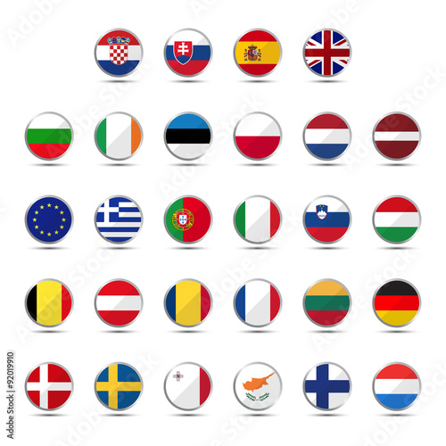Set of European Union country flags