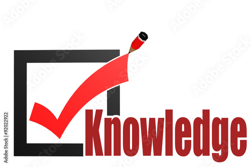 Check mark with knowledge word