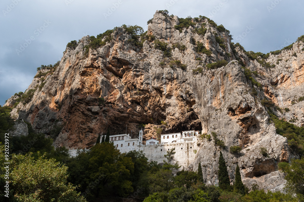 View of the old Monastery of Saint Nicholas of Sintza near Leonidio in Peloponnese, Greece 