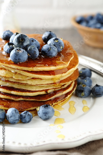 stack pancakes with berry