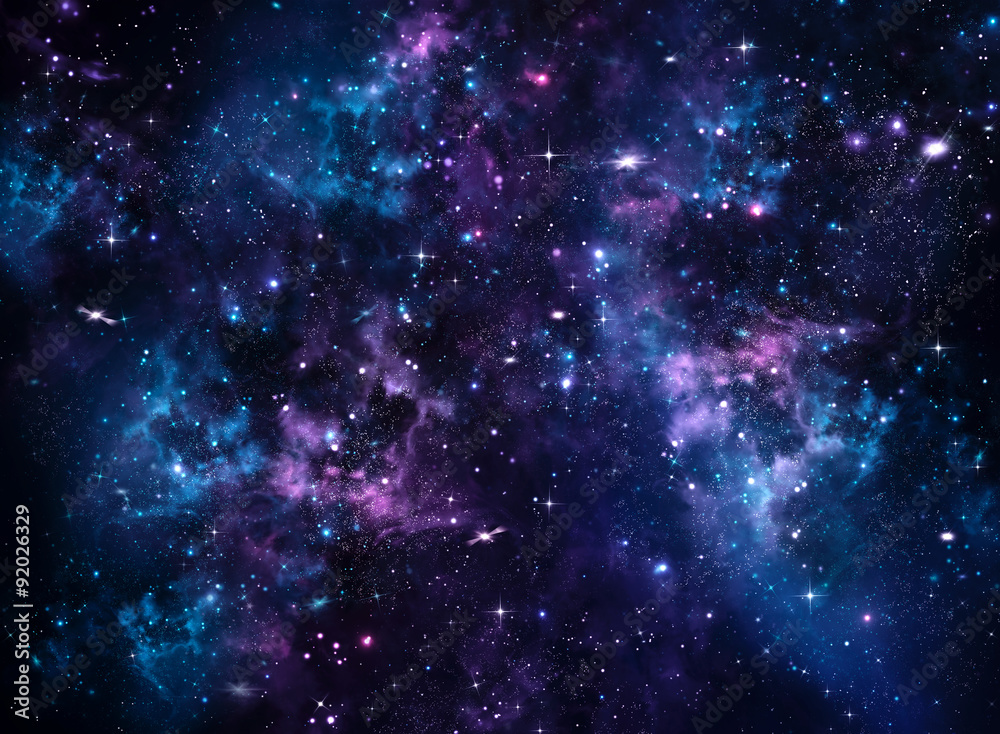 Galaxy, abstract blue background 
