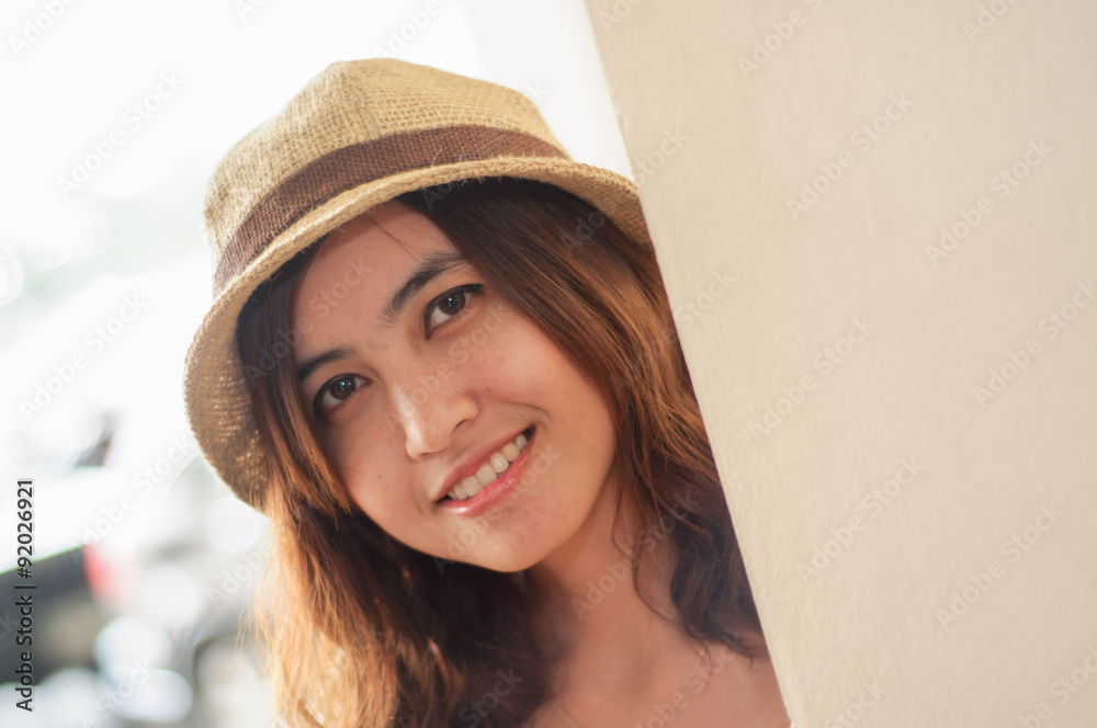 Girl ware hat and smile Girl ware hat and smile