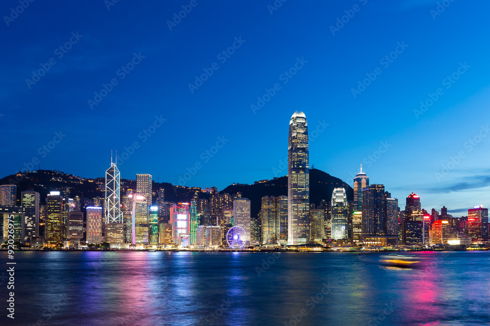 Hong kong city skyline at night