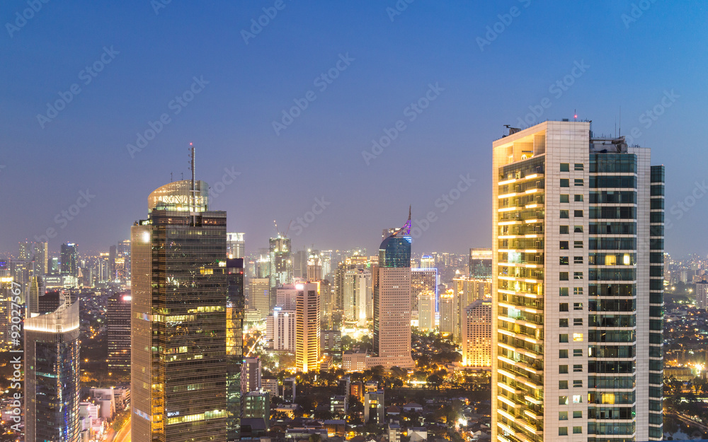 Jakarta business district at night
