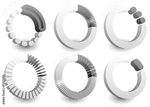 Preloader or buffer shapes, circular elements, symbols. User int