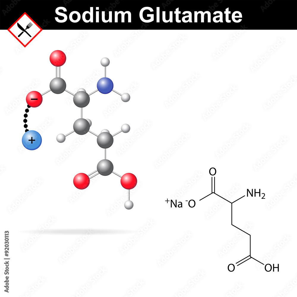 Sodium glutamate molecule Sodium glutamate molecule