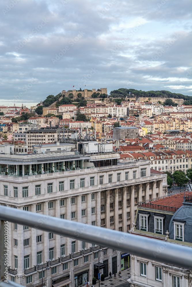 view of lisbon castle and rooftops