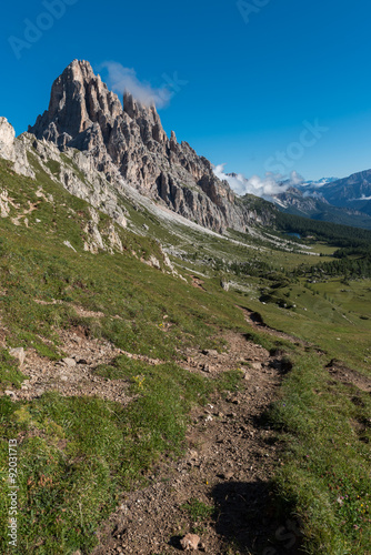 Backpacking in the italian dolomites during summer