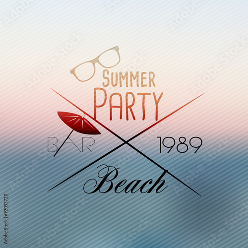 Summer Beach Party Flyer Design with Palmtrees - Vector Illustration