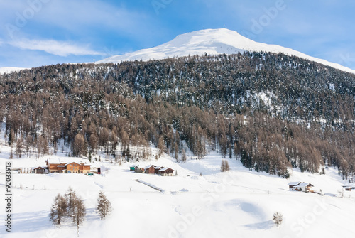 View of skiing resort in Alps. Livigno, Italy