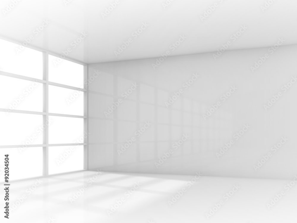 Fototapeta premium Abstract 3d white interior, empty room with window