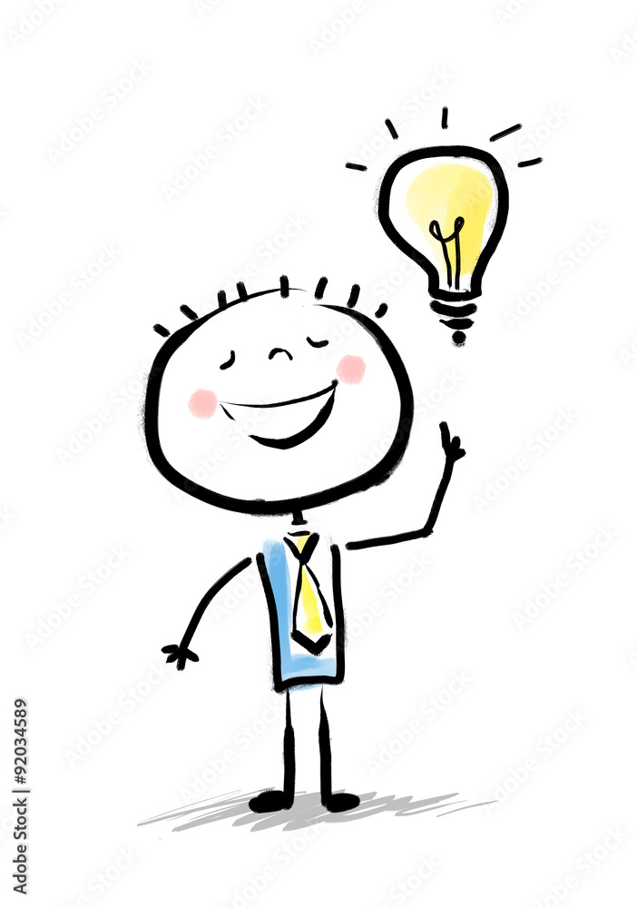 Stick figure: Businessman with big idea.Stick people.Idea. Stock  Illustration | Adobe Stock