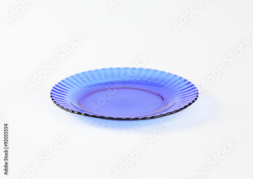 Blue glass salad plate