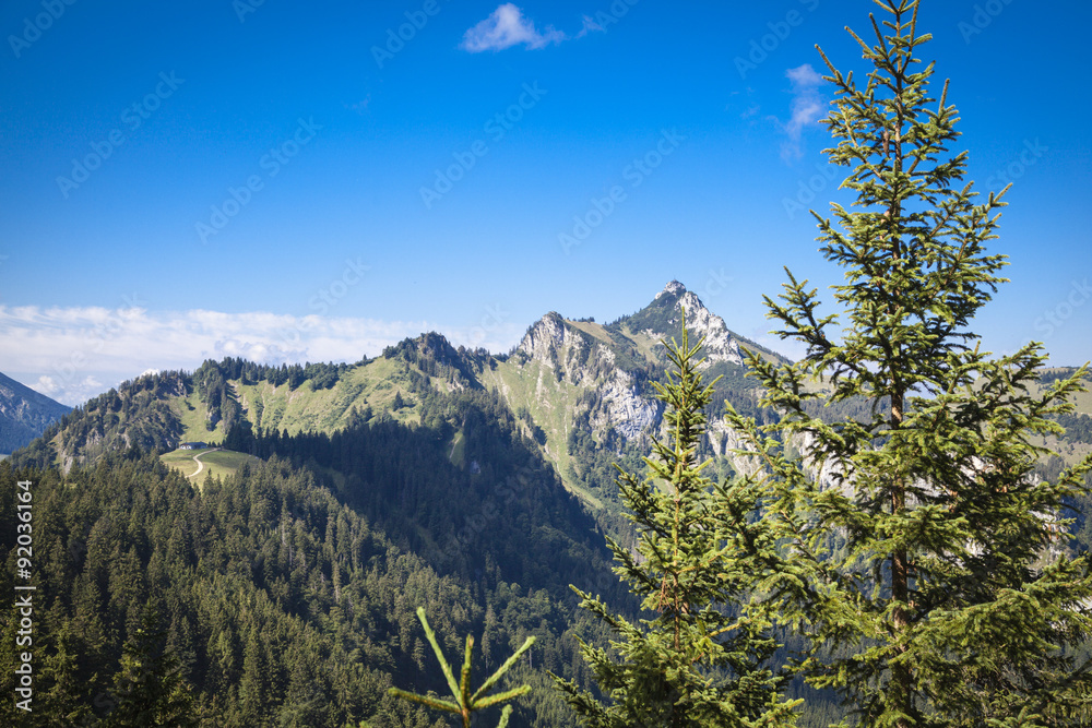 View to the mountain Kampenwand in the bavarian alps