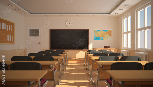 The interior of classroom (3D rendering)