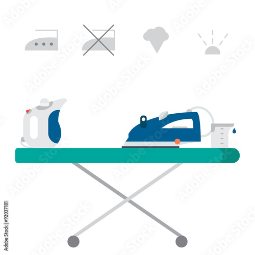 Isolated steam iron icon and beaker