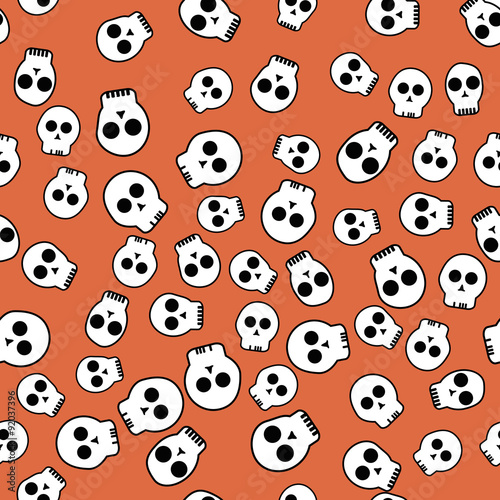 Seamless pattern on the theme of Halloween, wrapping paper, skull