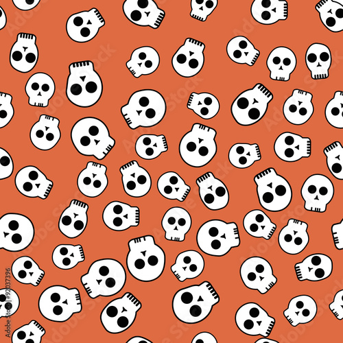 Seamless pattern on the theme of Halloween, wrapping paper, skull © kordeo