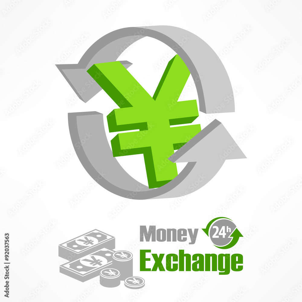 Yen symbol with arrow in green, illustration Yen symbol with arrow in green, illustration