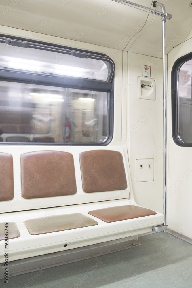 The image of empty subway carriages