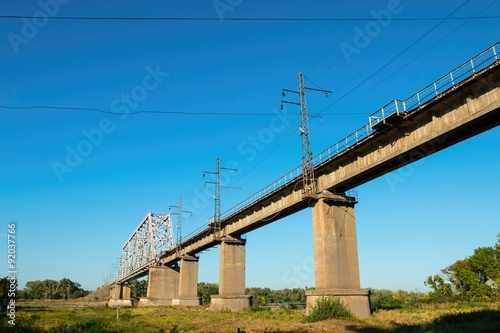 Rostov - on - Don, Russia - September 20, 2015: Railway bridge over Don river, established near Rostov - on - Don. © kolidzei