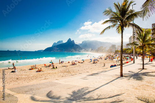 Wallpaper Mural Palms and Two Brothers Mountain on Ipanema beach, Rio de Janeiro