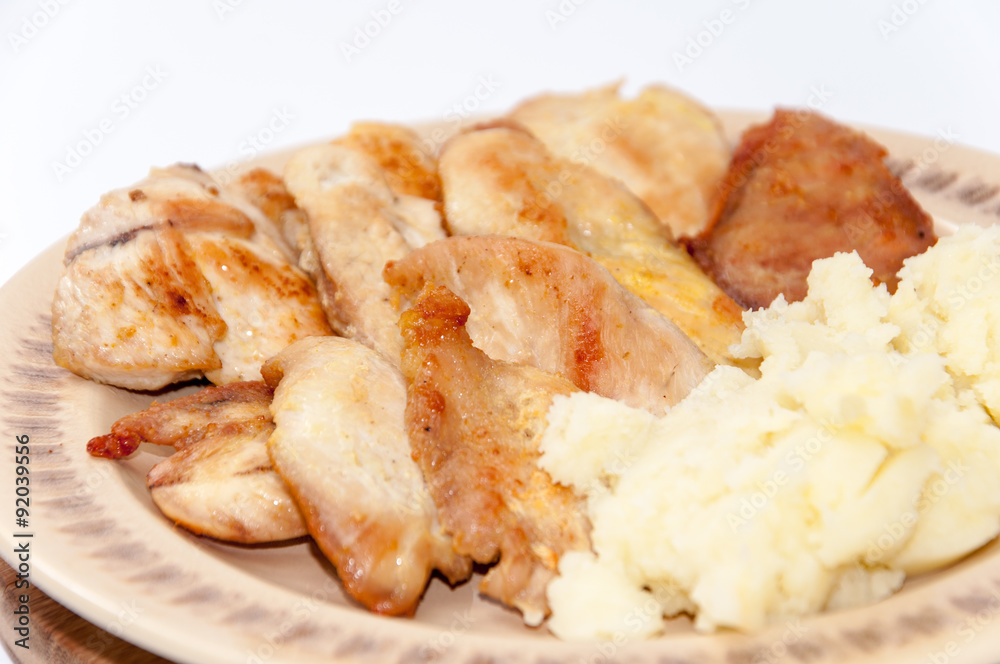 Grilled chicken breasts with mashed potato Grilled chicken breasts with mashed potato