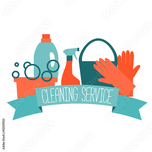 Flat design logo for cleaning service.