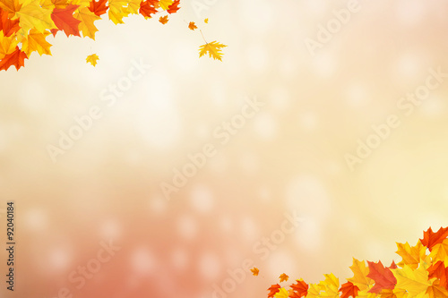 autumn in blurry circle glowing bokeh background