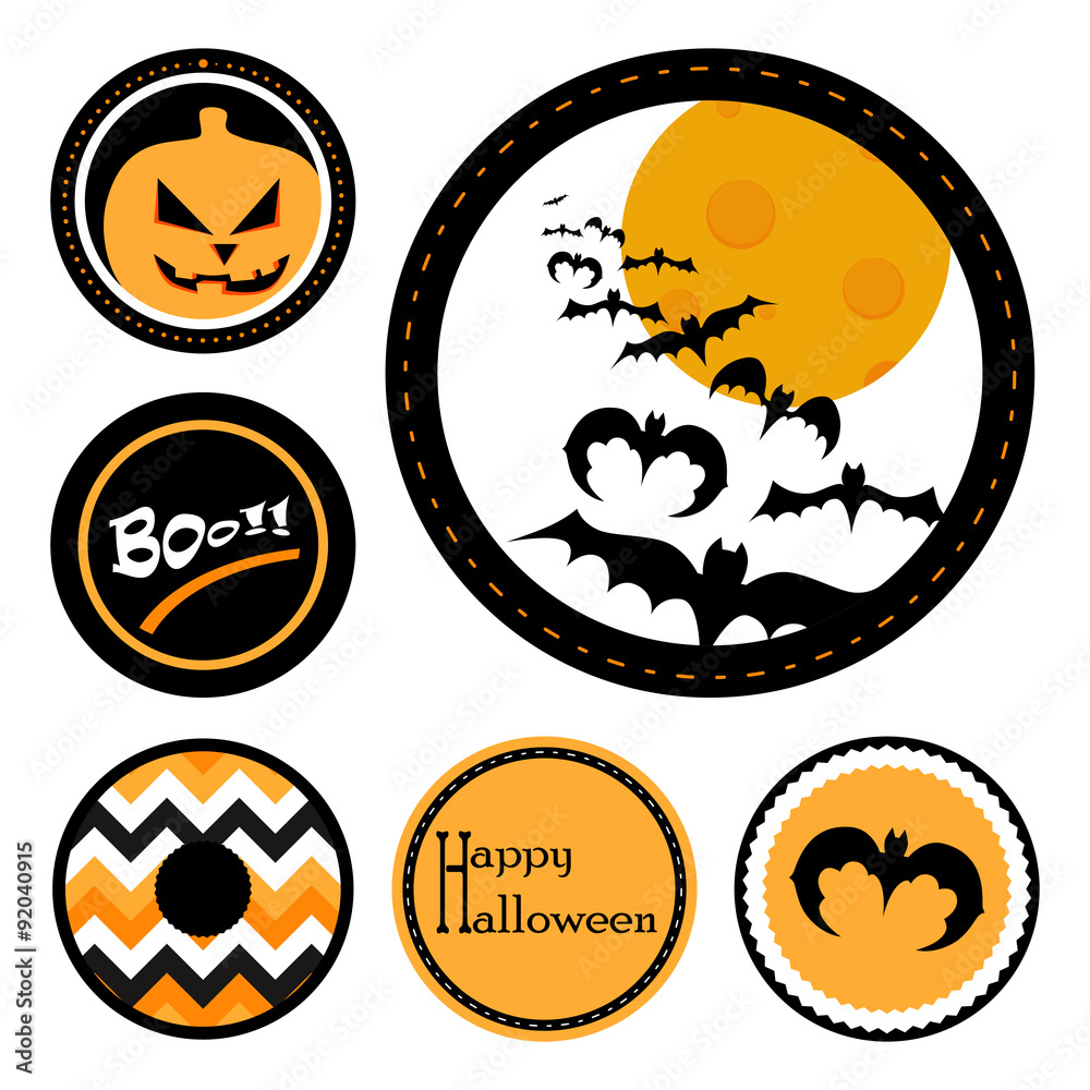 Set of graphic elements, badges and symbols for halloween and cupcake toppers