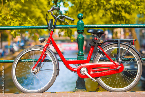 Photography Colorful bikes on the bridge in Amsterdam, Netherlands