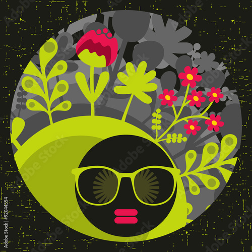 Black head woman with strange  hair.