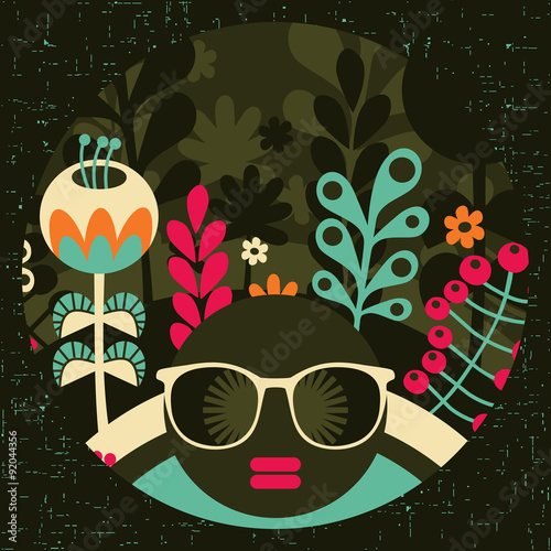 Black head woman with strange  hair.