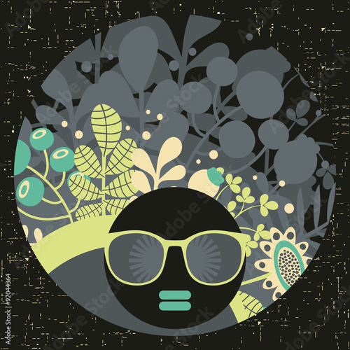 Black head woman with strange  hair.