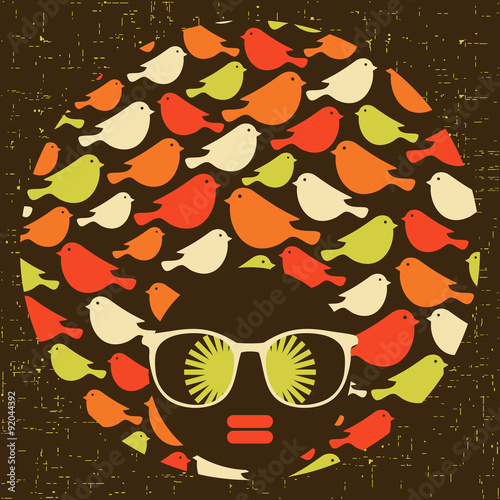 Black head woman with strange  hair.