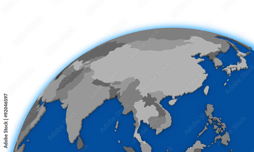 southeast Asia on globe political map