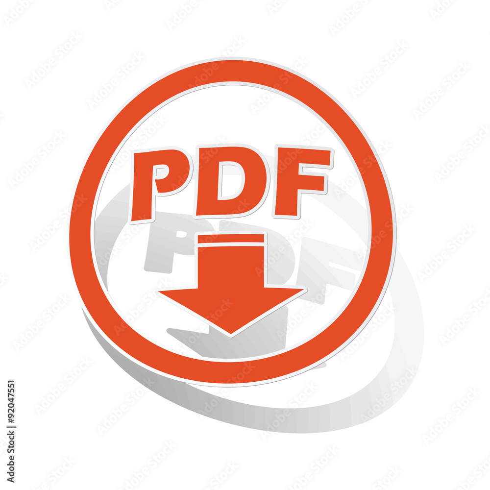 PDF download sign sticker, orange PDF download sign sticker, orange