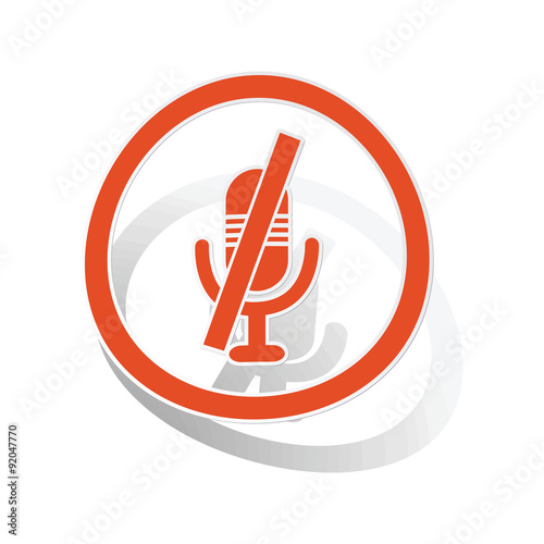 Muted microphone sign sticker, orange