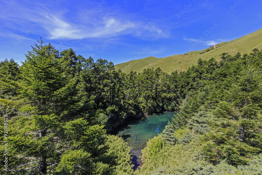 The Taiwan shape lake at the famous Hehuan Mountain of Taiwan The Taiwan shape lake at the famous Hehuan Mountain of Taiwan