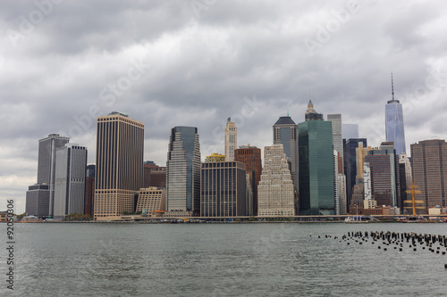 New York City downtown Manhattan buildings skyline © blvdone