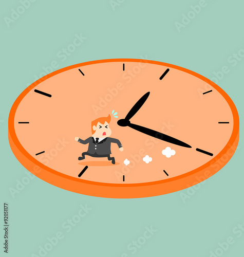 Businessman run away from time