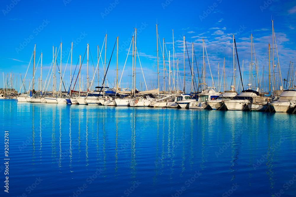 Denia marina port in Alicante Spain with boats