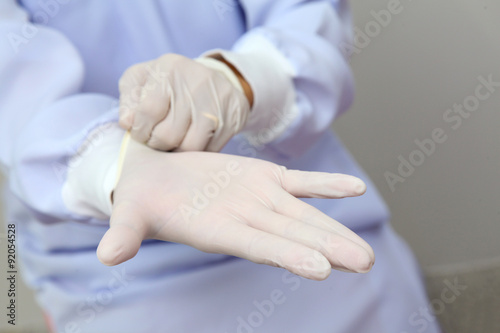 Hands medical glove prepare operation